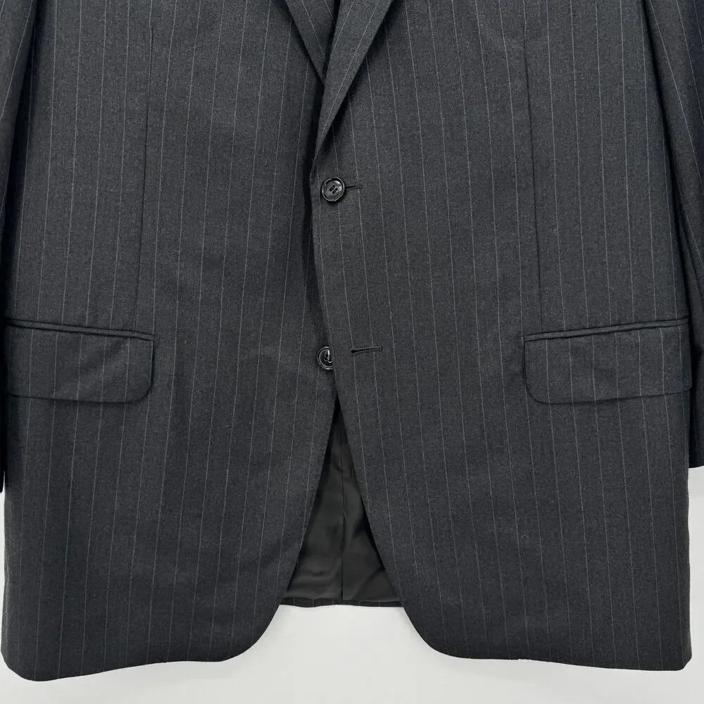 ERMENEGILDO ZEGNA Gray 2 Button Pinstripe Trofeo Australian Wool Blazer 46R 56R